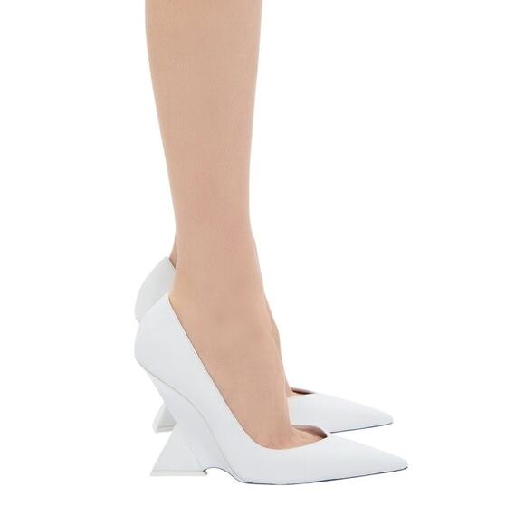 The Attico Cheope Leather Pumps Pyramidal Wedge Pointed Toe Italy White 36 US6 - Picture 1 of 13